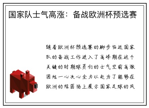 国家队士气高涨：备战欧洲杯预选赛